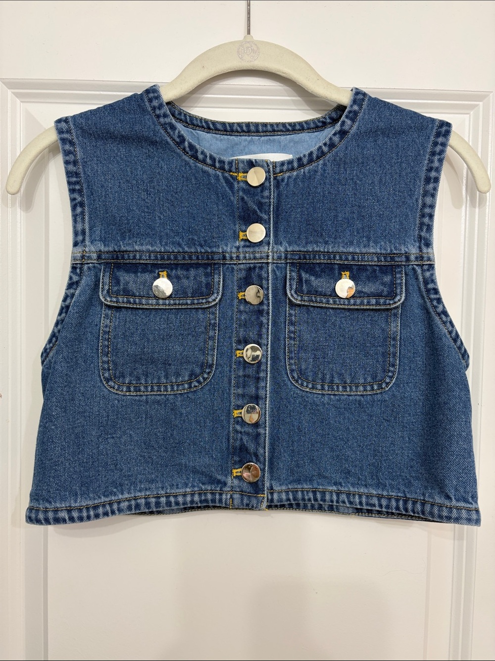 Ronny Kobo Denim Cropped Vest Women’s Small